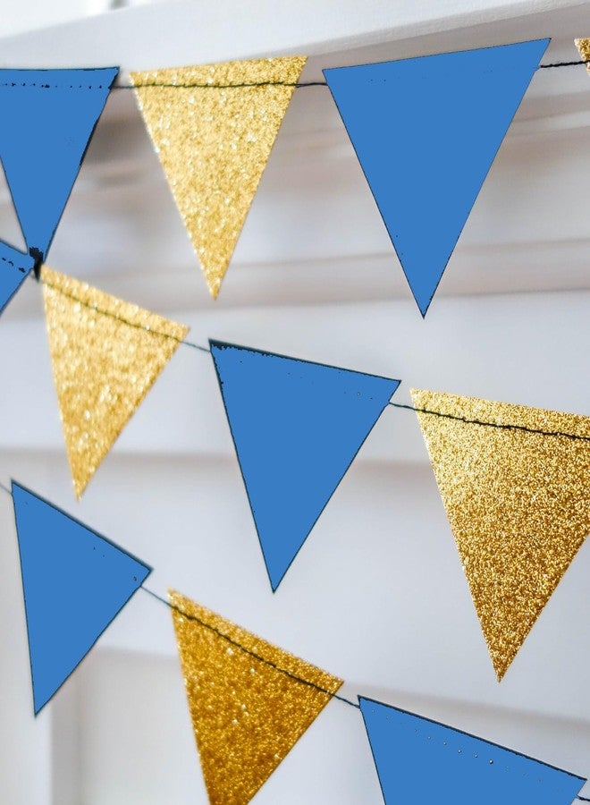 PICKKART Happy Birthday Banner Set, Black and Gold Party Decoration with Triangle Bunting Flags (BLUE-D BLUE) - Image 3